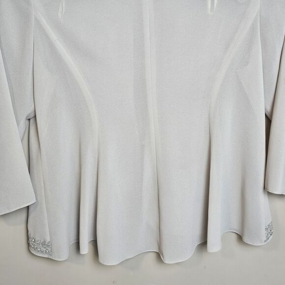 R&M RICHARDS Women’s 20WP Petite Suit Jacket Beige Sheer Beaded Grandma Work - Picture 7 of 11